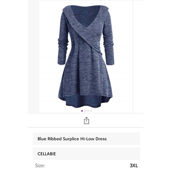 Cellabie Blue Ribbed Hi-Low tunic, 2X/3X - Picture 5 of 6